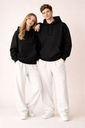 Essential Black Hoodie & White Trouser Set