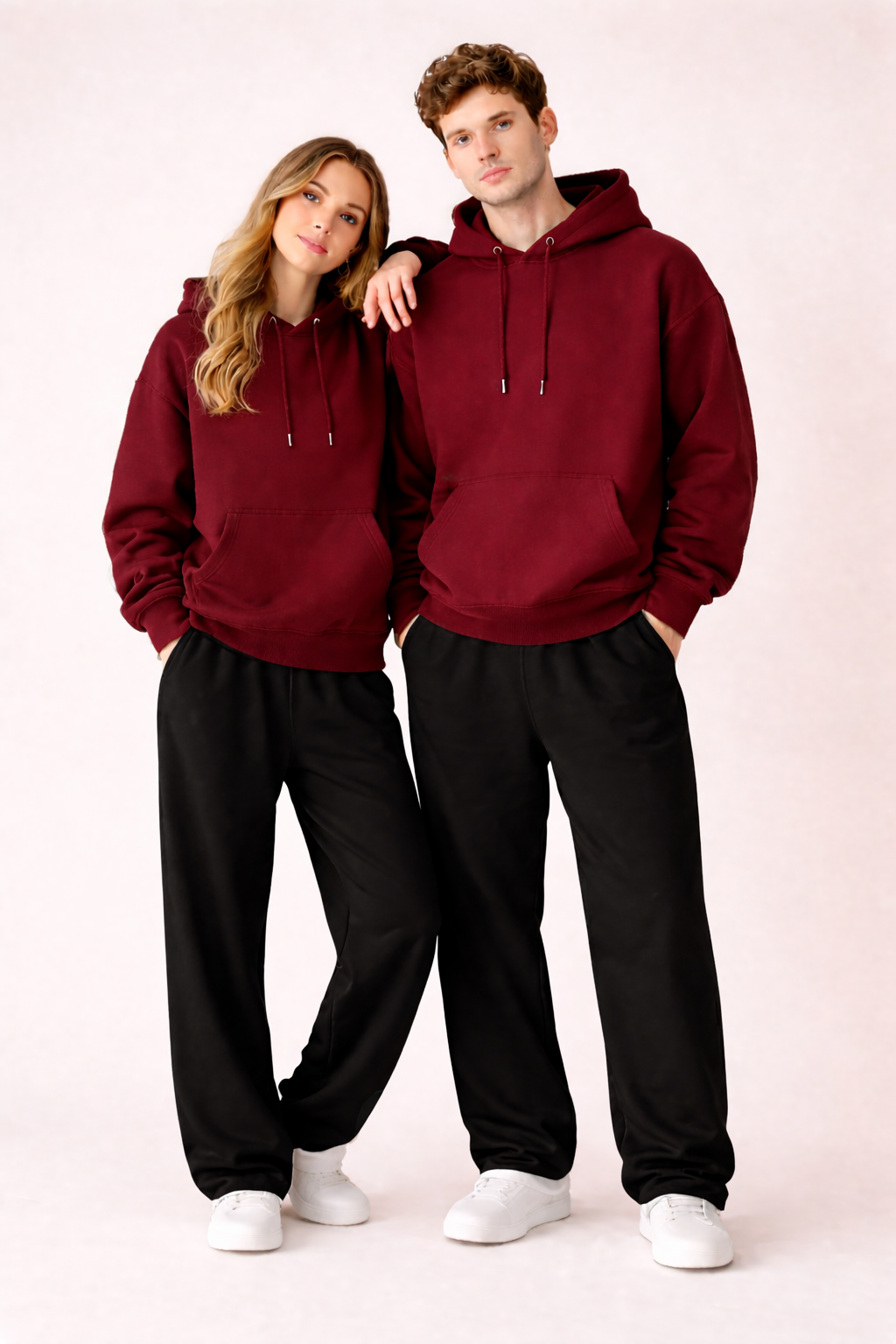 Essential Maroon Hoodie & Black Trouser Set