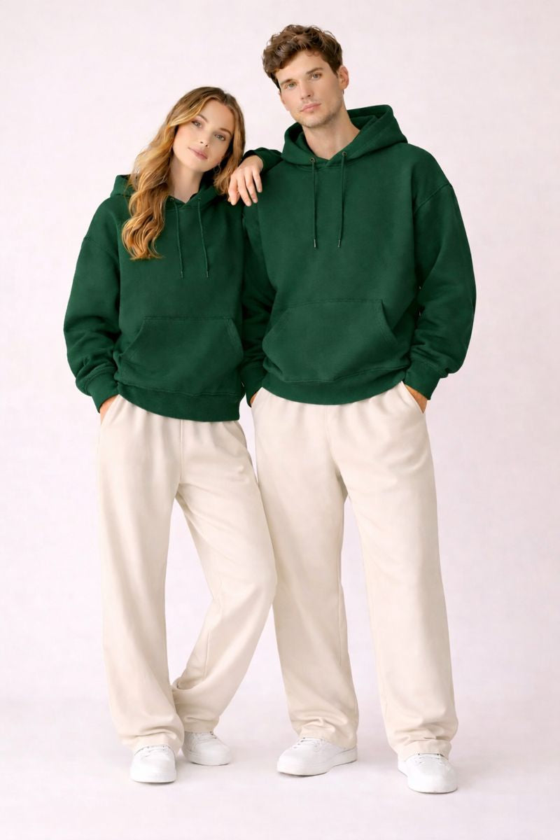 Essential Dark Green Hoodie & Beige Trouser Set