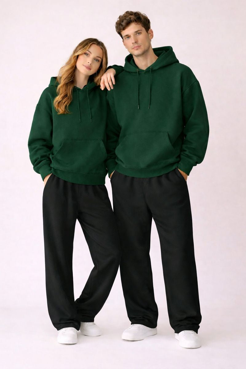 Essential Dark Green Hoodie & Black Trouser Set