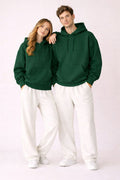Essential Dark Green Hoodie & White Trouser Set