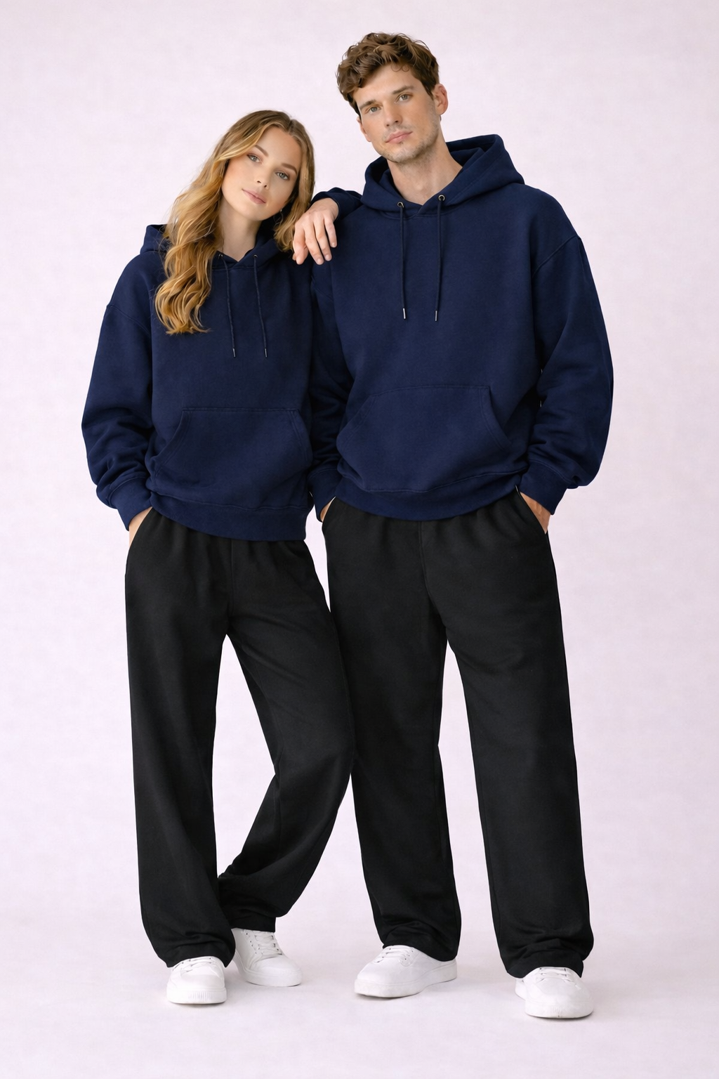 Essential Navy Blue Hoodie & Black Trouser Set